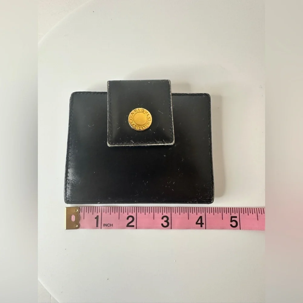 BVLGARI Card Case Black and Gold Patent Leather